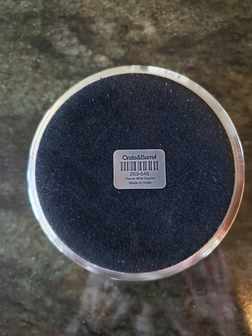 Crate & Barrel Classic Wine Bottle Coaster Stainless Steel 269-646